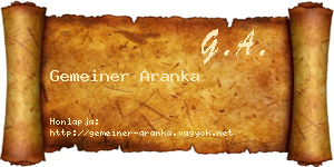 Gemeiner Aranka névjegykártya
